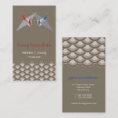 折り紙キスをする紙鶴&スキャロプ禅模様 名刺 (正面/裏面)