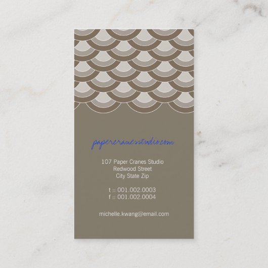 折り紙キスをする紙鶴&スキャロプ禅模様 名刺 (裏面)