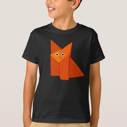 折り紙キツネかわいい幾何学動物 Tシャツ (正面)