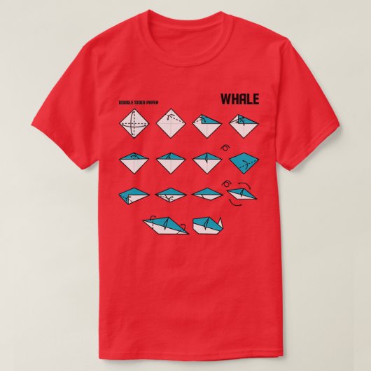 折り紙クジラの説明 Tシャツ (デザイン正面)