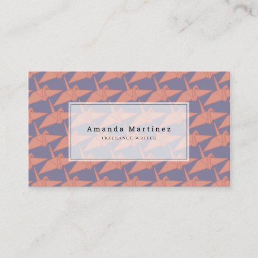 折り紙クモダンレーンのパターン紫とオレンジ 名刺 (正面)