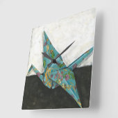 折り紙クレーンフローラデザイン スクエア壁時計 (傾斜)