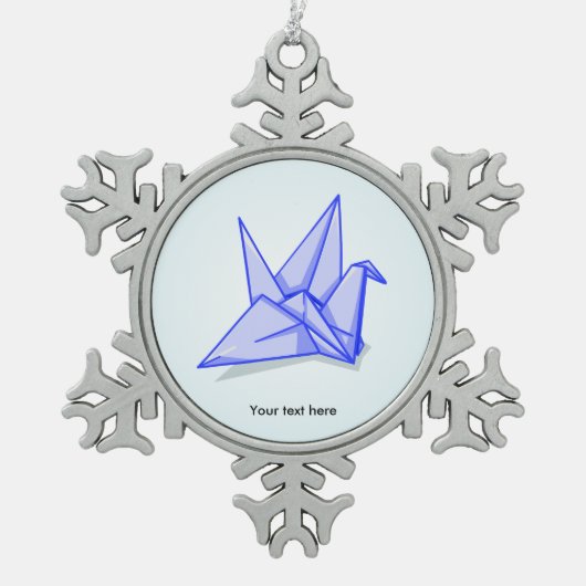 折り紙クレーン紙工芸品 スノーフレークピューターオーナメント (正面)