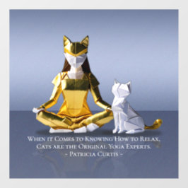 折り紙ゴールドフォイルめい想ヨガのキャットウーマンと猫 ウィンドウサイン