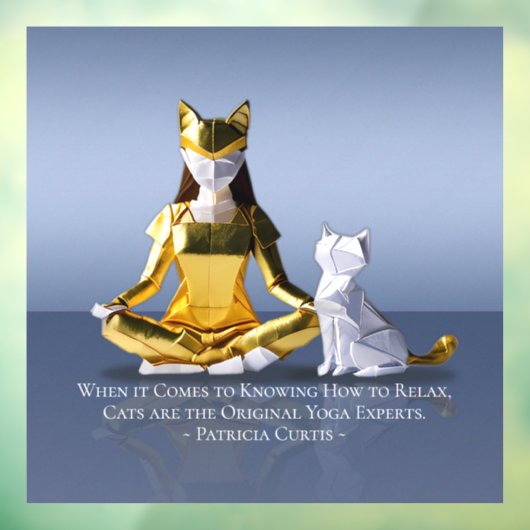 折り紙ゴールドフォイルめい想ヨガのキャットウーマンと猫 ウィンドウサイン (シート3)