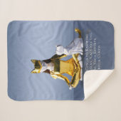 折り紙ゴールドフォイルめい想ヨガのキャットウーマンと猫 シェルパブランケット (正面(横))