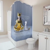 折り紙ゴールドフォイルめい想ヨガのキャットウーマンと猫 シャワーカーテン (インサイチュ)
