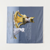 折り紙ゴールドフォイルめい想ヨガのキャットウーマンと猫 タペストリー (正面(横))