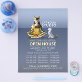 折り紙ゴールドフォイルめい想ヨガのキャットウーマンと猫 チラシ (シングル)