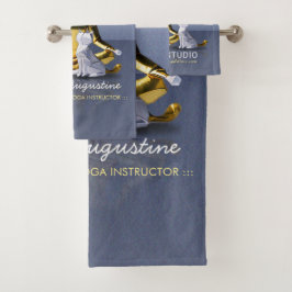 折り紙ゴールドフォイルめい想ヨガのキャットウーマンと猫 バスタオルセット