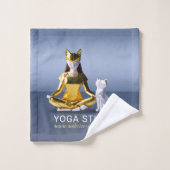 折り紙ゴールドフォイルめい想ヨガのキャットウーマンと猫 バスタオルセット (ウォッシュタオル)