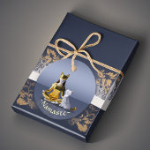 折り紙ゴールドフォイルめい想ヨガのキャットウーマンと猫 フェイバータグ