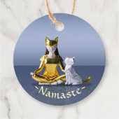 折り紙ゴールドフォイルめい想ヨガのキャットウーマンと猫 フェイバータグ (正面)