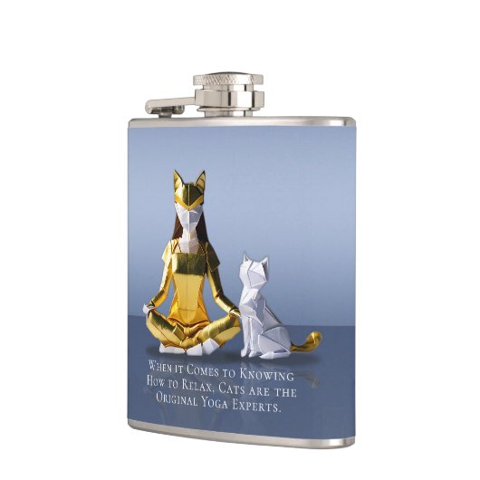 折り紙ゴールドフォイルめい想ヨガのキャットウーマンと猫 フラスク (左)