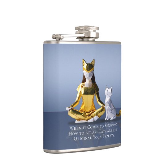 折り紙ゴールドフォイルめい想ヨガのキャットウーマンと猫 フラスク (右)