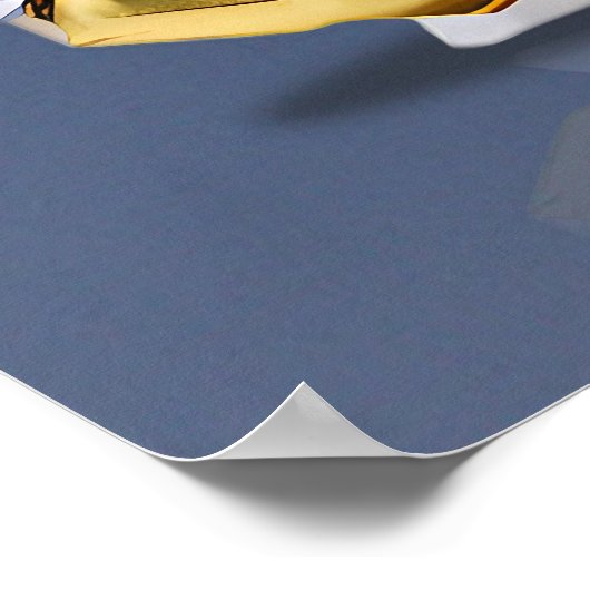 折り紙ゴールドフォイルめい想ヨガのキャットウーマンと猫 ポスター (角)