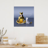 折り紙ゴールドフォイルめい想ヨガのキャットウーマンと猫 ポスター (キッチン)