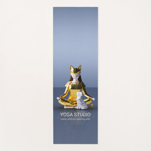 折り紙ゴールドフォイルめい想ヨガのキャットウーマンと猫 ヨガマット (正面)