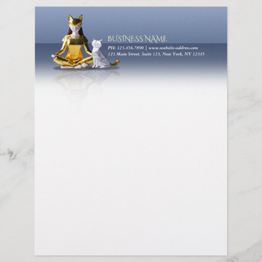 折り紙ゴールドフォイルめい想ヨガのキャットウーマンと猫 レターヘッド (正面)