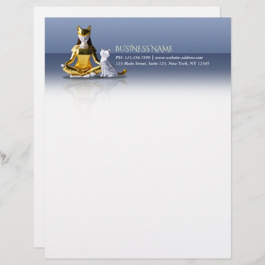 折り紙ゴールドフォイルめい想ヨガのキャットウーマンと猫 レターヘッド (正面/裏面)