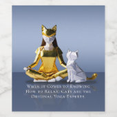 折り紙ゴールドフォイルめい想ヨガのキャットウーマンと猫 ワインラベル (シングルラベル)