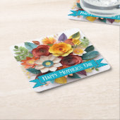 折り紙スタイルフローラマザーズデイ紙コースター スクエアペーパーコースター (アングル)