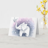 折り紙ゾウの夢 カード (黄色い花)