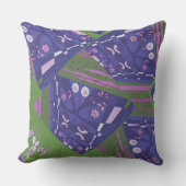 折り紙チンツ(L)ほこりっぽいピンクパープルグリーン クッション (正面)