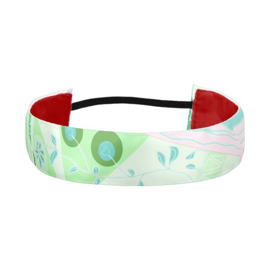 折り紙チンツ(L)グリーンティール（緑がかった色）ピンク薄紫 アスレチックヘッドバンド (正面)