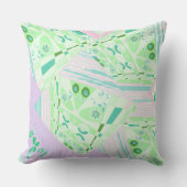 折り紙チンツ(L)グリーンティール(緑がかった色)ピンク薄紫 クッション (正面)