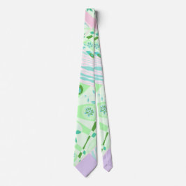 折り紙チンツ(L)グリーンティール（緑がかった色）ピンク薄紫 ネクタイ