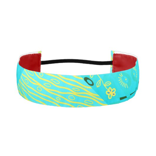 折り紙チンツ(L)ターコイズイエローティール（緑がかった色） アスレチックヘッドバンド (正面)