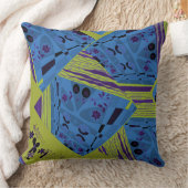 折り紙チンツ(L)ブルーインディゴオリーブブラック クッション (ブランケット)