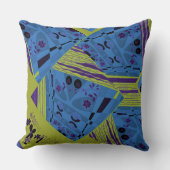 折り紙チンツ(L)ブルーインディゴオリーブブラック クッション (正面)