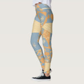 折り紙チンツ(L)ミッド・オレンジガンメタルグレー レギンス (左)