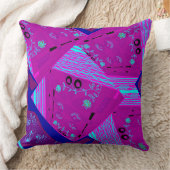 折り紙チンツ(L)明るい赤紫色ターコイズブルーマゼンタ クッション (ブランケット)