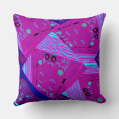 折り紙チンツ(L)明るい赤紫色ターコイズブルーマゼンタ クッション (裏面)