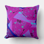 折り紙チンツ(L)明るい赤紫色ターコイズブルーマゼンタ クッション (正面)
