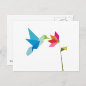 折り紙ハミングバードと花 ポストカード (正面/裏面)