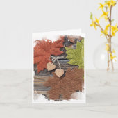 折り紙ハートの秋のグリーティングカード カード (黄色い花)