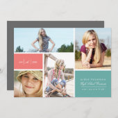 折り紙プリントのカラーブロック卒業発表 案内状 (正面/裏面)