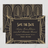 折り紙プリントのArt Deco Save the Date セーブザデート (正面/裏面)