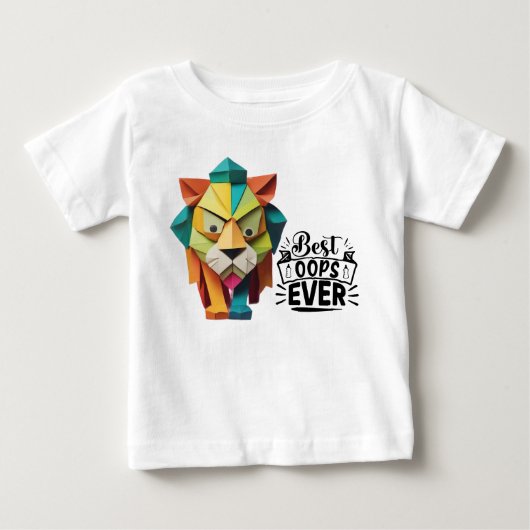 折り紙ライオンアートカラフルデザイン ベビーTシャツ (正面)