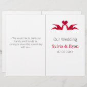 折り紙レッドクレーンのバイフォールド結婚式 プログラム (正面/裏面)