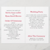 折り紙レッドクレーンのバイフォールド結婚式 プログラム (裏面)