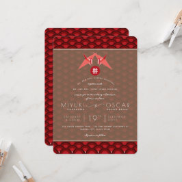 折り紙レッド紙クレーンホタテ結婚アジア 招待状