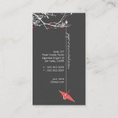 折り紙日本の赤紙鶴シルエットツリー 名刺 (裏面)