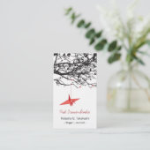 折り紙日本の赤紙鶴シルエットツリー 名刺 (スタンド正面)