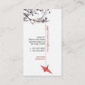 折り紙日本の赤紙鶴シルエットツリー 名刺 (裏面)