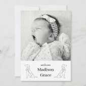 折り紙犬ユニセックスベビー写真誕生のお知らせ 案内状 (正面)